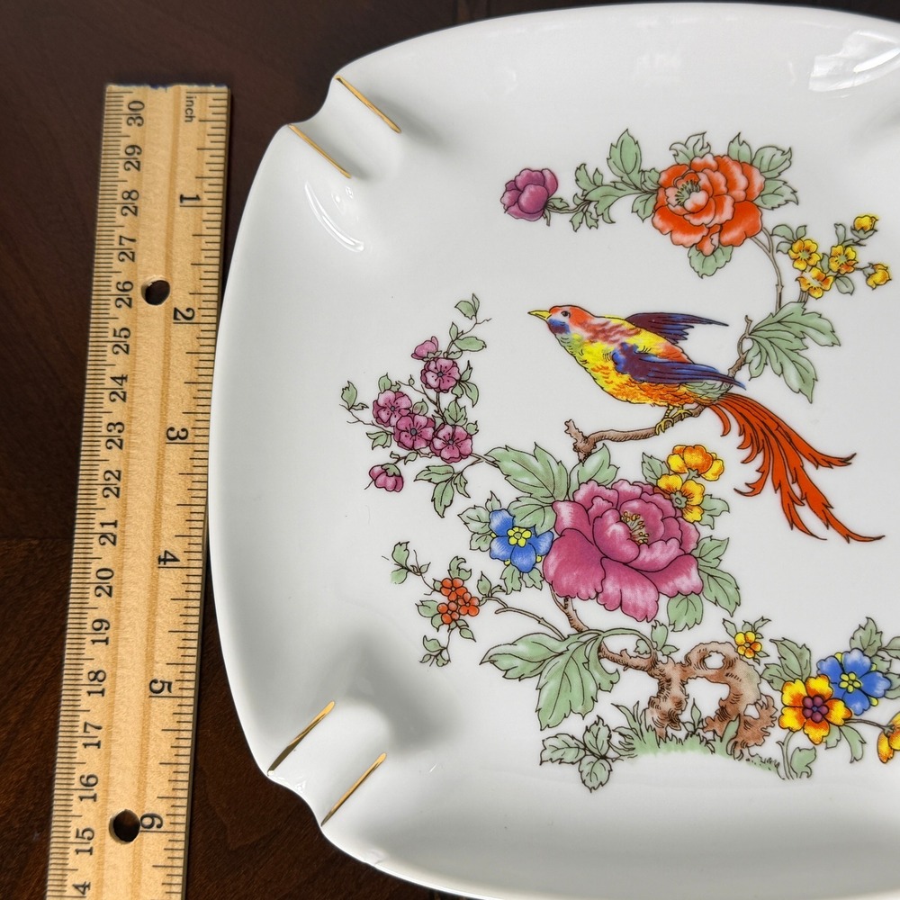 Vintage Hollohaza Hungary Bird Floral Porcelain Trinket Dish Chinoiserie 732 - Picture 6 of 9